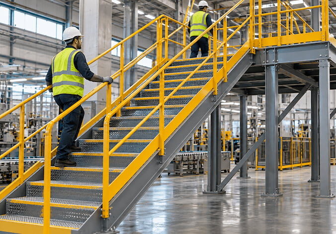 Escada metálica industrial NR 12: o que considerar antes de contratar