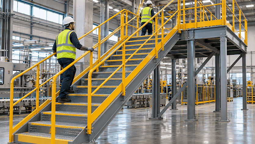 Escada metálica industrial NR 12: o que considerar antes de contratar
